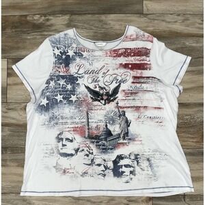 Christopher& Banks Patriotic July 4th  T- Shirt Sz 3X -Glitter Logo